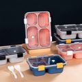Bento Lunch Box with Spoon & Lid Reusable Plastic Divided Food Storage Container Boxes Meal Prep Containers for Kids & Adults Pink image 5