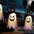 Halloween Hanging Lighted Glowing Ghost Witch Hat LED String Lights Halloween Decorations Yellow