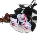 5-pack Halloween Artificial Bloody Roses with Eyeballs Faux Flower Bouquet Halloween Party Decor Supplies White