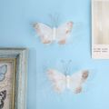 4-pack Handmade Butterfly Wall Decoration Feather 3D Wall Decals for Girls Room Bedroom Home Backdrop Decor Stickers White image 3