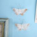4-pack Handmade Butterfly Wall Decoration Feather 3D Wall Decals for Girls Room Bedroom Home Backdrop Decor Stickers White image 4