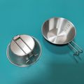 4-pack Stainless Steel Bowl Set Portable Dinnerware Round Bowls with Storage Bag for Outdoor Camping Picnic Hiking Silver