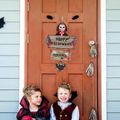 ornamentos de madeira de halloween pendurados crânio sinais de suspensão de madeira assustadores suprimentos de decoração de festa Cor-A