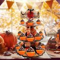 Alzata per cupcake di halloween a 3 livelli supporto per cupcake in cartone vassoio per torre da dessert Colore-A image 4