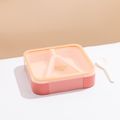 Bento Snack Boxes Square Lunch Containers 3-Compartment Food Containers with Spoon for School Work Travel Pink image 1