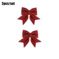 2-pack Christmas Glitter Cloth Bow Xmas Tree Hanging Decoration Ornaments Red image 1