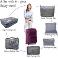6Pcs Packing Cubes Set Travel Luggage Packing Organizers for Travel Accessories Grey image 4