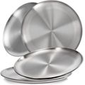 Placa de aço inoxidável alimentação servindo pratos de acampamento reutilizáveis louças Prata image 2