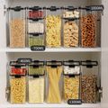 Airtight Food Storage Containers Kitchen Canisters with Lids for Cereal Rice Flour Oats Kitchen and Pantry Organization Black/White image 4