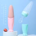 Silicone Squeeze Feeding Spoon Baby Food Dispensing Spoon with Dust Cover for Rice Cereal Fruit Juice Pumpkin Paste Pink image 2
