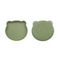 Baby Silicone Suction Plates Little Bear Shape High-Temperature Resistance Anti-drop Toddler Self Feeding Utensils Green image 3