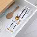Compact Cutlery Organizer Kitchen Drawer Tray Silverware Flatware Organizer Storage Tray White image 5