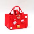 Christmas Felt Snap Button Top Handle Tote Bag Red image 3
