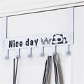 1Pc Over The Door Hooks with 6 Hooks Cartoon Sturdy Metal Removable Hanging Rail Nail-Free Coat Hanger White image 4