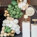 130Pcs Avocado Green Latex Balloon Garland Arch Kit Includes Metallic Gold White Balloons Gold Confetti Balloons Color-A image 5