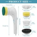 Electric Spin Scrubber Cordless Power Scrubber Cleaning Brush with 5 Replaceable Brush Heads White image 4