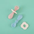 2Pcs Silicone Self-Feeding Spoon Fork Baby Toddler Utensils Training Utensils Set Anti-pollution Pink image 2