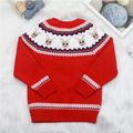 Toddler Girl/Boy Christmas Deer Pattern Button Design Sweater Red