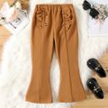 Kid Girl Solid Color Ruffled Blend Flared Pants Brown image 1