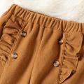 Kid Girl Solid Color Ruffled Blend Flared Pants Brown image 4