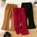 Kid Girl Solid Color Ruffled Blend Flared Pants Brown image 2