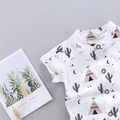 2pcs Baby Boy 95% Cotton Short-sleeve All Over Cactus Print Button Up Shirt and Solid Shorts Set Pink image 4