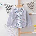 2pcs Baby Boy 95% Cotton Long-sleeve Faux-two Floral Print Top and Pants Set Light Grey image 2