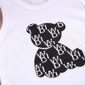 2pcs Baby Boy 95% Cotton Cartoon Bear Print Sleeveless Tank Top and Shorts Set White