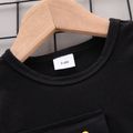 2pcs Baby Boy 95% Cotton Short-sleeve Faux-two Top and Letter Print Shorts Set Black
