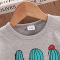 100% Cotton 2pcs Baby Boy Cactus Print Short-sleeve T-shirt and Shorts Set Grey