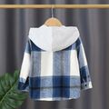 Toddler Girl/Boy 100% Cotton Button Design Plaid Hooded Jacket Blue image 3