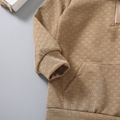 Toddler Boy Lapel Collar Zipper Pocket Design Sweatshirt Khaki