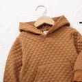 2-piece Toddler Boy Textured Solid Color Hoodie Sweatshirt and Pants Casual Set Brown