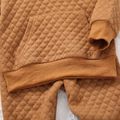 2-piece Toddler Boy Textured Solid Color Hoodie Sweatshirt and Pants Casual Set Brown