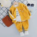 2-piece Toddler Boy/Girl Animal Embroidered Striped Zipper Bomber Jacket and Pants Set Ginger