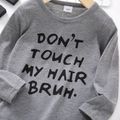 Toddler Boy Casual Letter Print Long-sleeve Tee Grey image 3
