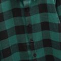 Toddler Boy/Girl Christmas Plaid Lapel Collar Button Design Long-sleeve Shirt Green