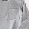 Toddler Boy Solid Color Pocket Design Long-sleeve Tee Light Grey