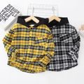 Toddler Boy Button Design Hooded Long-sleeve Plaid Shirt Yellow image 5