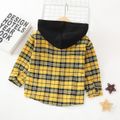 Toddler Boy Button Design Hooded Long-sleeve Plaid Shirt Yellow image 2