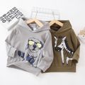 Toddler Boy Animal Dog/Zebra Print Hoodie Sweatshirt Grey