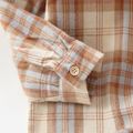 Toddler Boy Lapel Collar Button-Down Long-sleeve Plaid Shirt Apricot