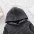 2pcs Baby Boy/Girl Solid Thickened Textured Long-sleeve Hoodie and Trousers Set Grey image 2