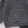 2pcs Baby Boy/Girl Solid Thickened Textured Long-sleeve Hoodie and Trousers Set Grey image 3