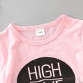 2pcs Toddler Boy Casual Letter Print Tee and Pants Set Pink image 4