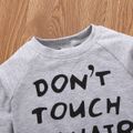 2pcs Baby Boy Letter Print Grey Long-sleeve Sweatshirt and Sweatpants Set Grey