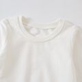 Baby Boy/Girl Solid/Striped Crewneck Long-sleeve Pullover Sweatshirt Beige image 3