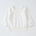 Baby Boy/Girl Solid/Striped Crewneck Long-sleeve Pullover Sweatshirt Beige image 1
