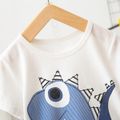 2pcs Toddler Boy Playful Dinosaur Print Tee & Stripe Shorts Set Multi-color image 2