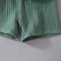 2pcs Toddler Boy/Girl Casual Solid Color Crepe Tee and Shorts Set Green